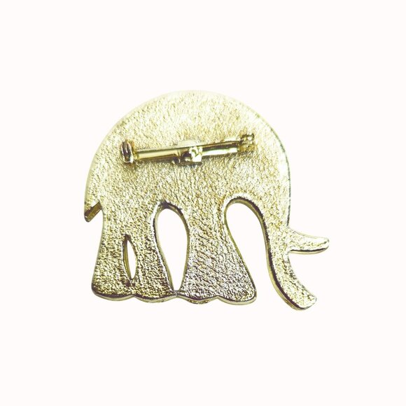 Vintage Elephant Brooch Pin With Cream Enamel & Gold Tone Metal - Picture 2 of 5